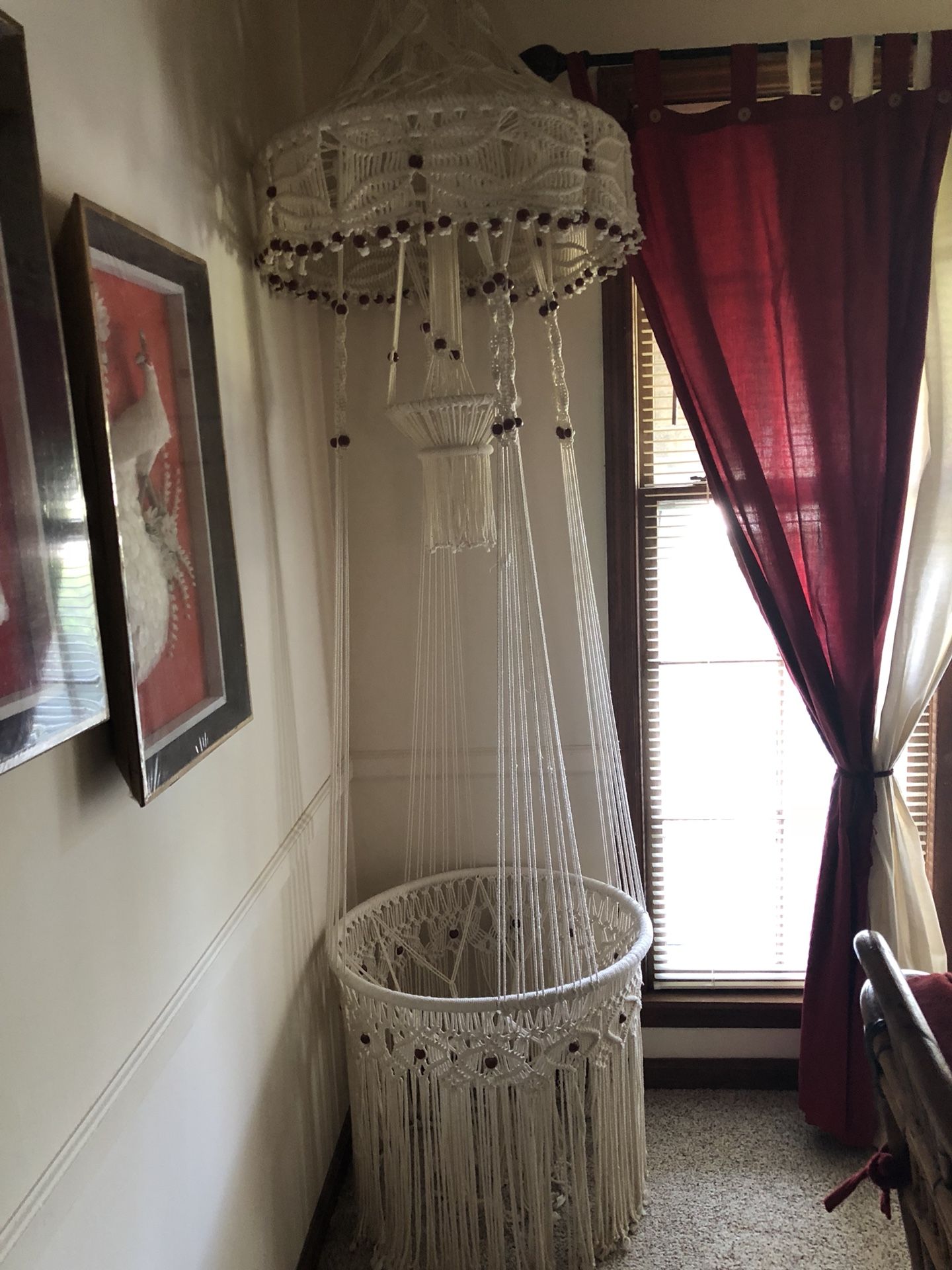 Macrame hanging table from the Philippines! New condition, only hung from ceiling yet never used! Unique and beautiful. Will take best offer!