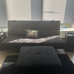 Futon Sofa With Two Stands And Ottoman 