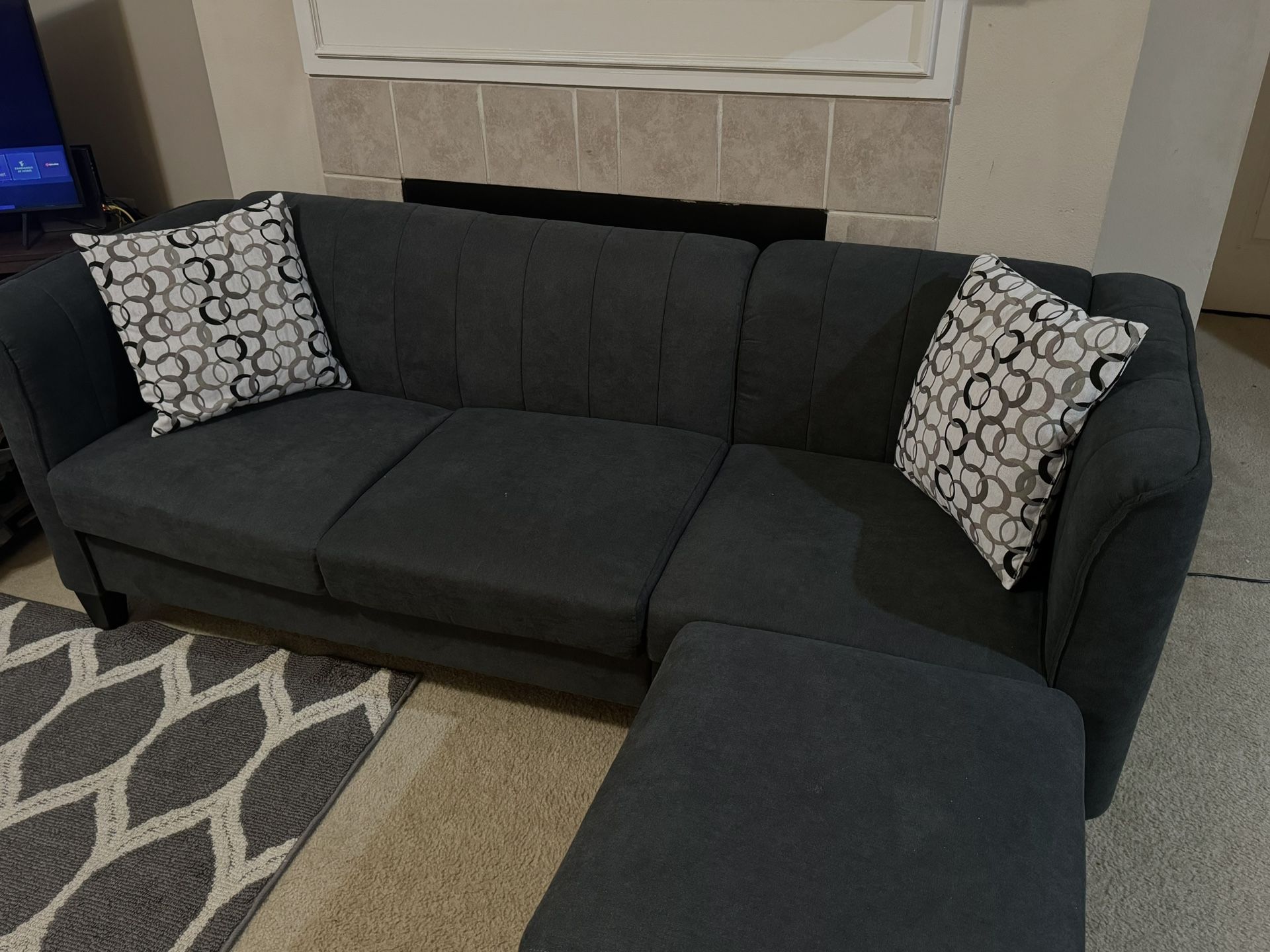 Balkar Modern Three-Seater Sectional Sofa with Ottoman