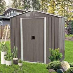 8 x 4 FT Outdoor Metal Storage Shed with Window and Punched Vents,Heavy Duty Storager $170