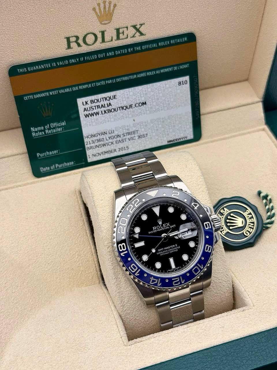 2015 Rolex GMT Master II 116710BLNR Batman black and blue...