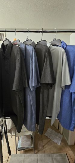 5 polos, 1 long sleeve button-down shirt