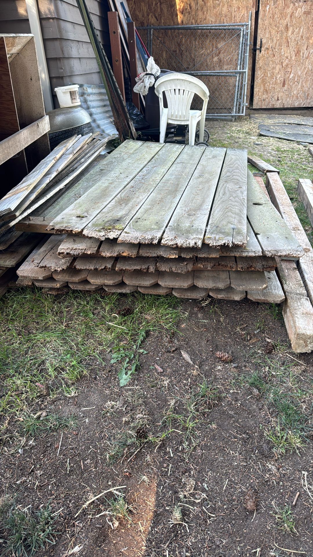 old fence boards and a couple 4x4 posts