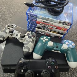 PS4 Slim With Games & Controllers