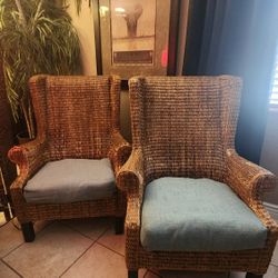 Pair of Wicker Wingback Chairs $300 OBO