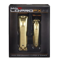 BabylissPRO LoPro FX Limited Edition GOLD Clipper And Trimmer Combo Set