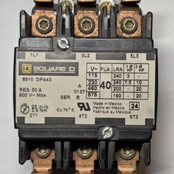 NEW Square D ,  SER.B 8910 DPA43 Contactor.  120VAC 60hz./110VAC 50hz. 50A. , Resistive 600VAC Max.