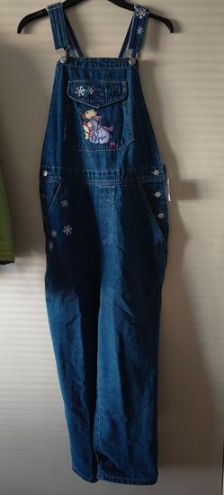 Adult Size S Disney Winnie the Pooh Denim Overalls Size 12 Y2K Tigger Eeyore Embroidered