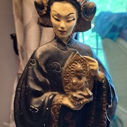 Vintage Geisha Retro 50's Chalkware Lamp