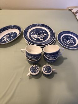 Vintage Blue And White Dishes Lot