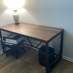 Writing Desk Wood Top with Metal Base