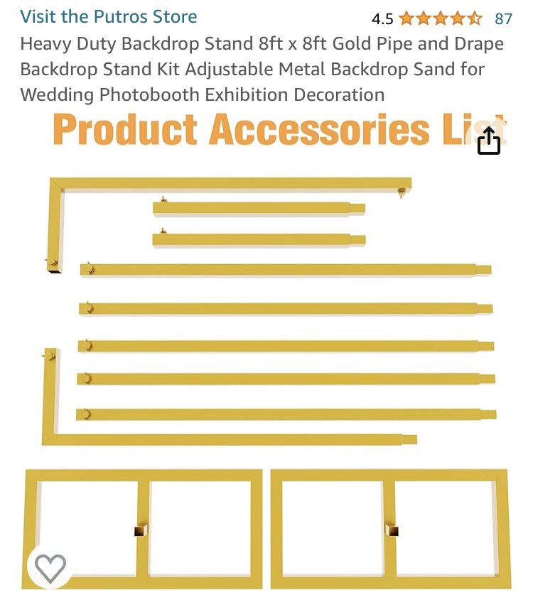 8’ X 8’ Gold Backdrop stand 
