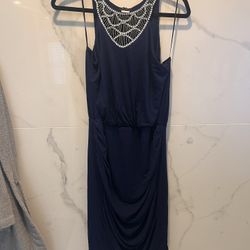 Venus Blue Summer Dress With Beautiful Appliqué 