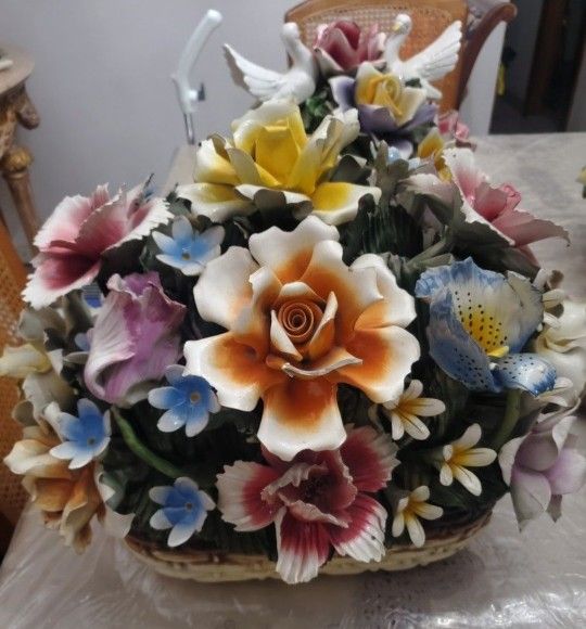 2 Large Capodimonte Made In Italy Porcelain Pieces