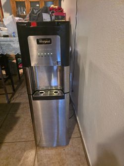 Whirlpool Self-Cleaning Bottom Load Water Dispenser – Hot & Cold – Black/Stainless Steel