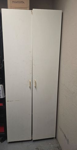 Tall White Storage Cabinet with Doors