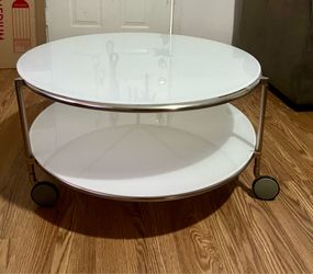 IKEA white glass rolling table - like new!