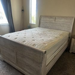 Ashley Sleigh Queen Frame, Bed and Box Spring 