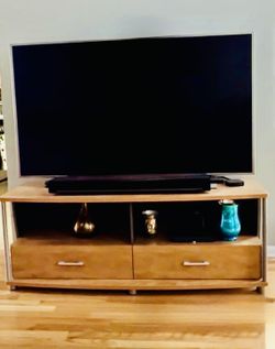 Light color wood TV stand with storage drawers Up To 65”