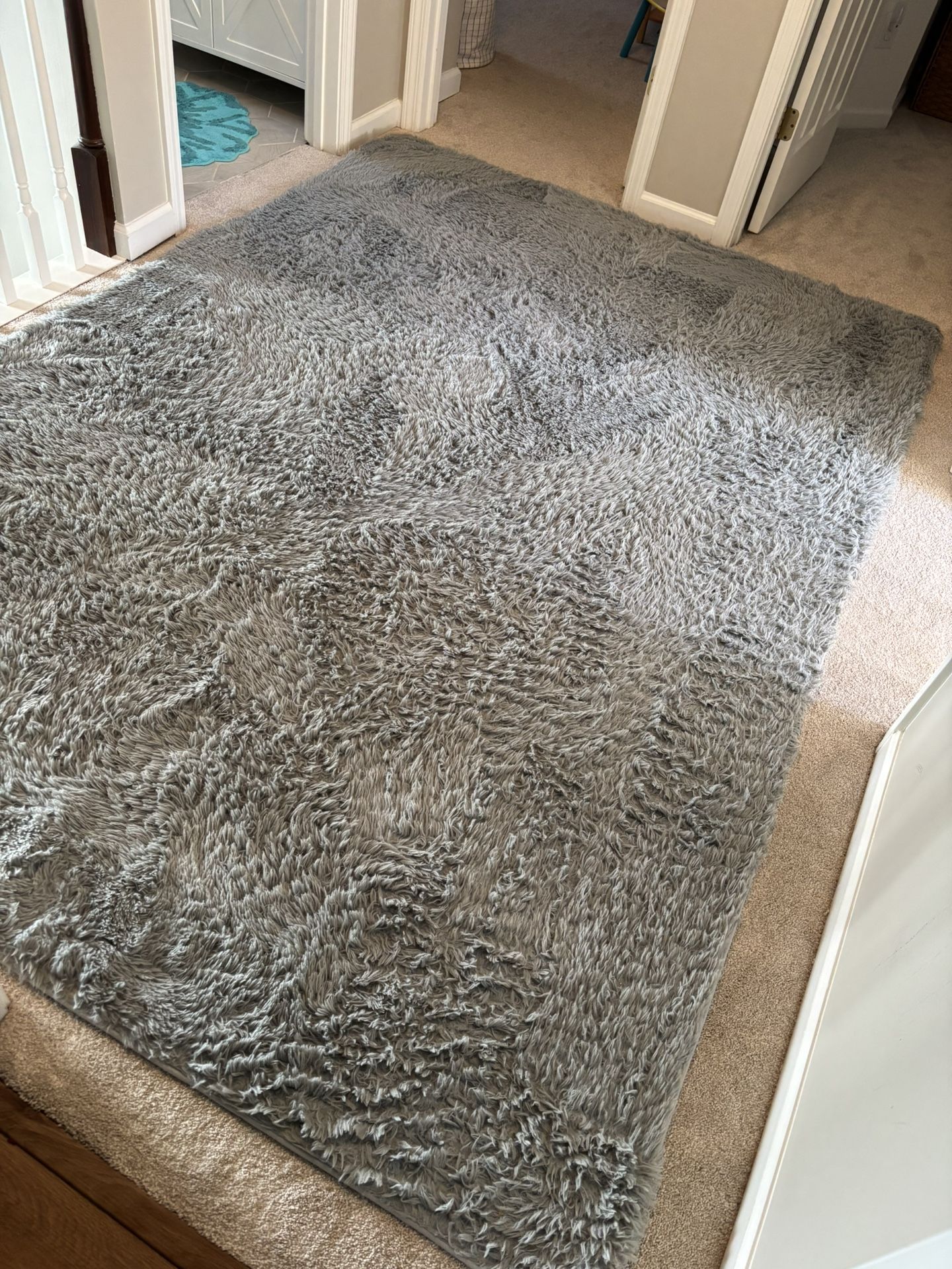 Gray Fluffy Area Rug 6x9 Feet