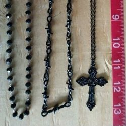 3 black Necklaces With Cross 