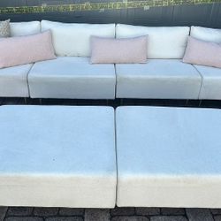 Off White Sectional Couch (4 pieces and 2 Ottomans) …Delivery Extra