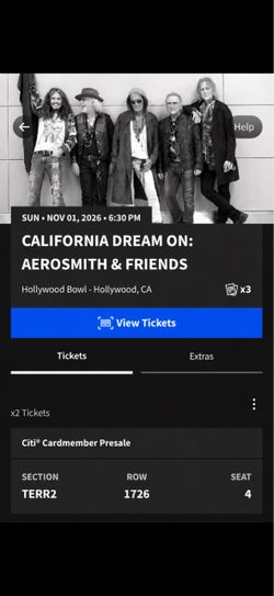 Aerosmith Hollywood bowl 11/1 Terrace 2