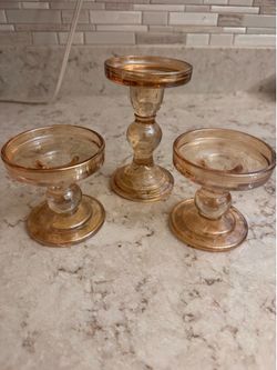 Set of 3 glass candle holders