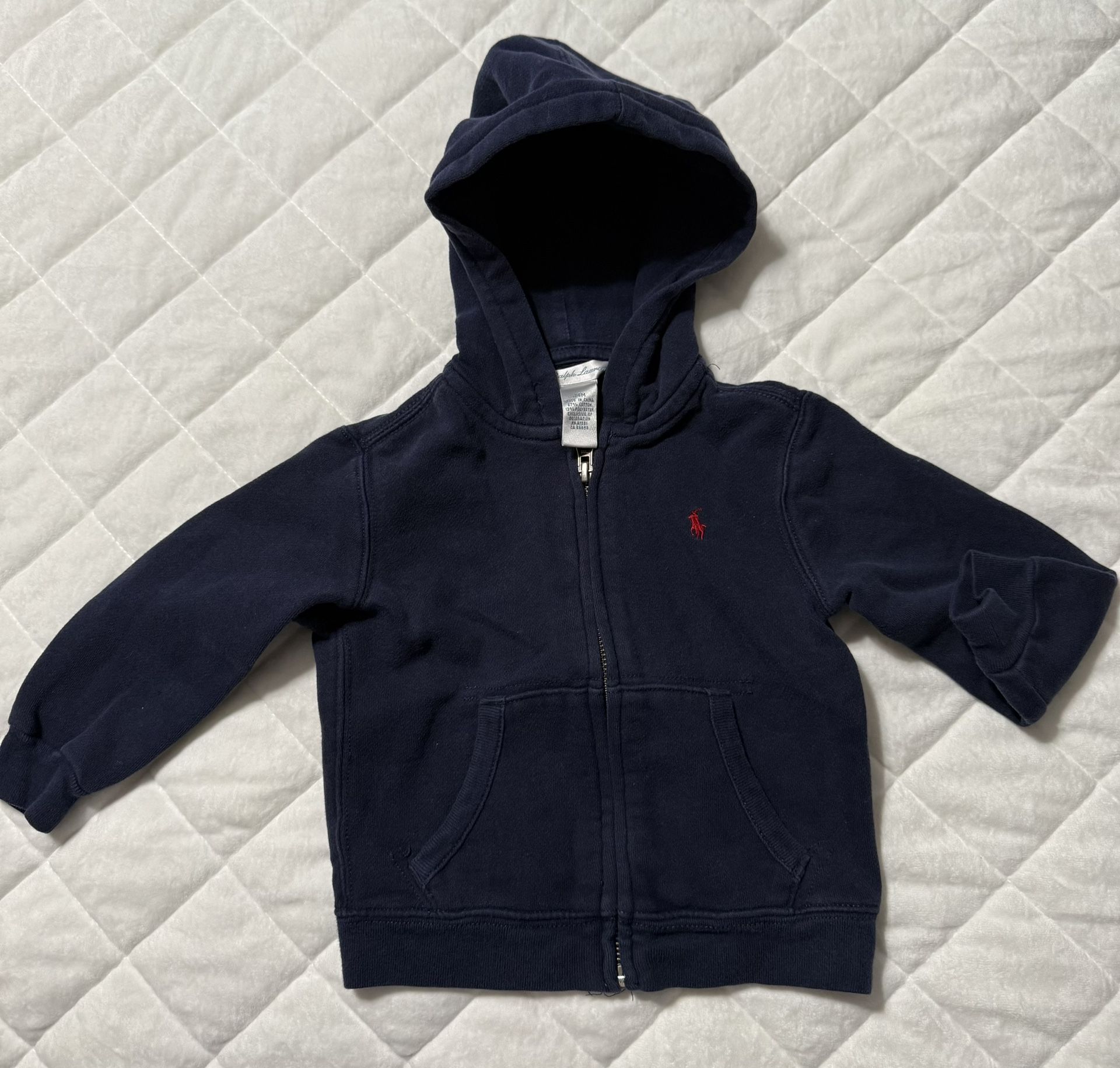 Kids Navy Blue Zipper Hoodie, Ralph Lauren