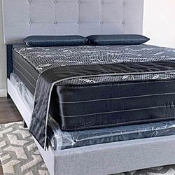 BRAND NEW QUEEN SIZE GRAY LINEN BED FRAME WITH NEW MATTRESS SET/FAST DELIVERY