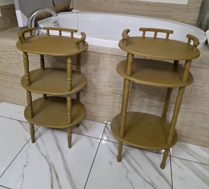 Two Of A Three Level Side Table / Bathroom Stand / Nightstand / Flower & Plant Stand - Shelf / Shelves