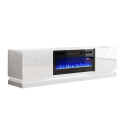 TV 103 WHITE WITH FIREPLACE ALL WHITE LACQUER PAINT