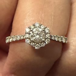 Love's Destiny by Zales 5/8 CT. T.W. Certified Diamond Hexagon Frame Engagement Ring in 14K Two-Tone Gold