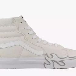 VANS Sk8-Hi Flame Suede Shoes Skate White Gray Sneakers Mens Size 11.5 