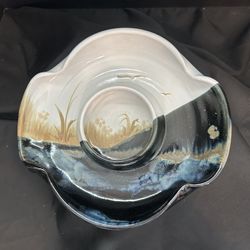 Vintage Tony Evans Signed Pottery Chip Dip Bowl