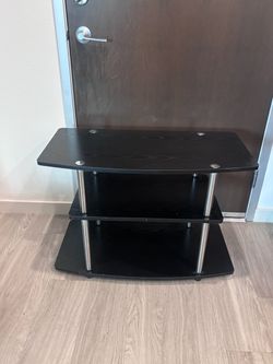3-Tier Black TV Stand with Chrome Legs