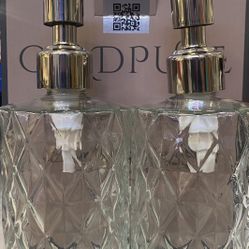 Two Glass elegant soap dispensers 