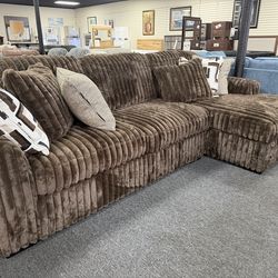 New Midnight Madness Brown Sectional with Chaise. Delivery Available