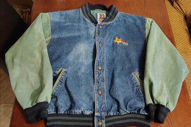 Denim varsity jacket vintage ( Walmart super center logo) large