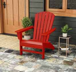 Grant Park Traditional Curveback Sunset Red Plastic Outdoor Patio Adirondack Chair (Set of 1)
