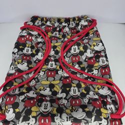 Disney Mickey Mouse Red Black Drawstring Backpack Sling & Pouch Tote School Bag