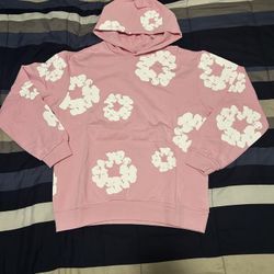 pink denim tear hoodie 