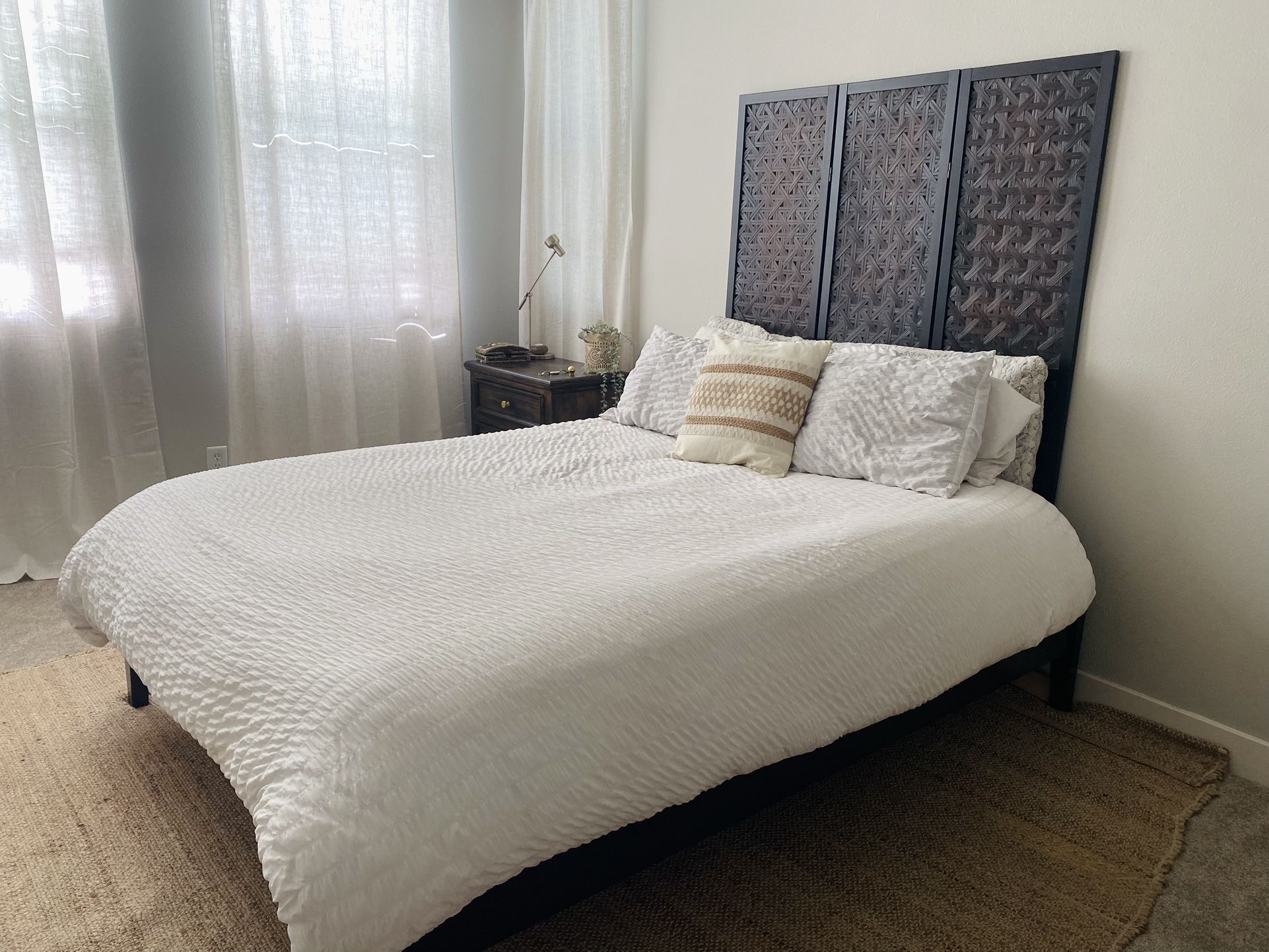 Walnut Wood Bed frame And Headboard- Queen