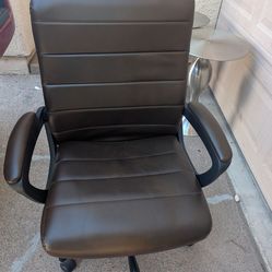 Brown leather desk chair