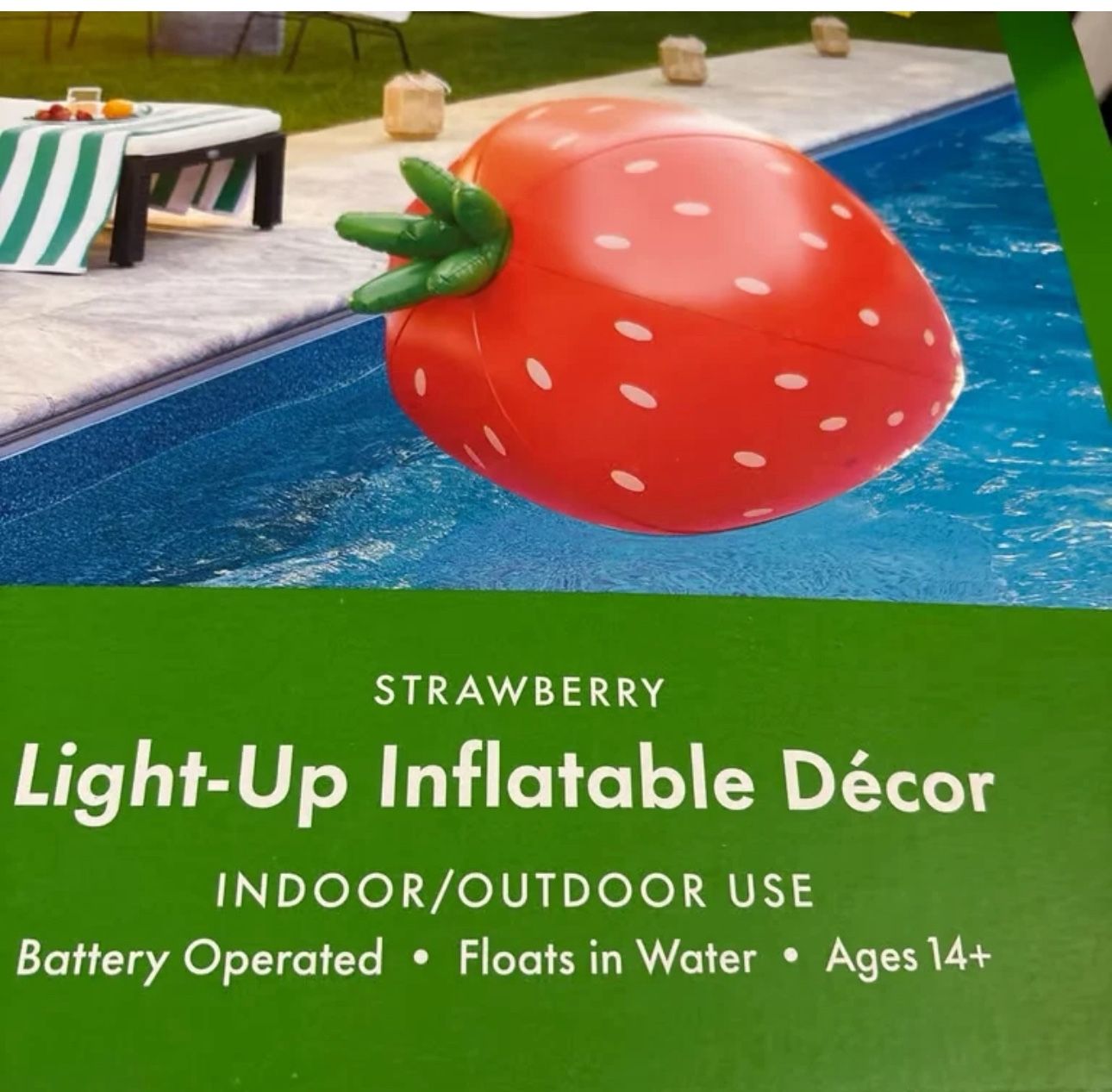 Kate Spade New York Target Strawberry Light Up Inflatable Pool Float Decor NEW