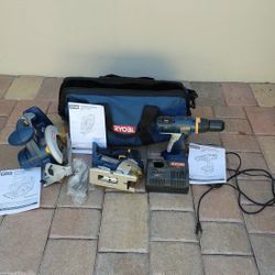 Preowned bunch of Ryobi power tools needs battery pack