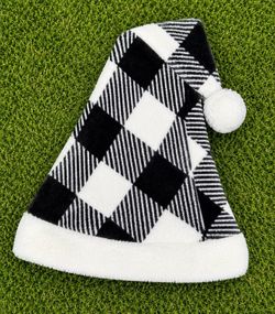 Black and white plaid Santa hat