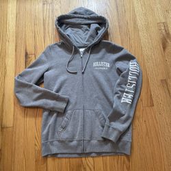 Hollister California Full Zip Up Hoodie Hooded Sweatshirt Size Medium - Gray