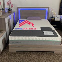 New Bed Frame 🟣 Cama Queen 🟣Mattress Available 