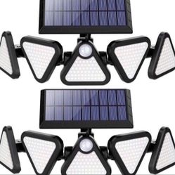 Solar Outdoor Lights, 306 LED Solar Motion Sensor Outdoor Lights IP65 Waterproof, 5 Heads 270° Wide Angle Solar Security Flood Lights Outdoor for Fron